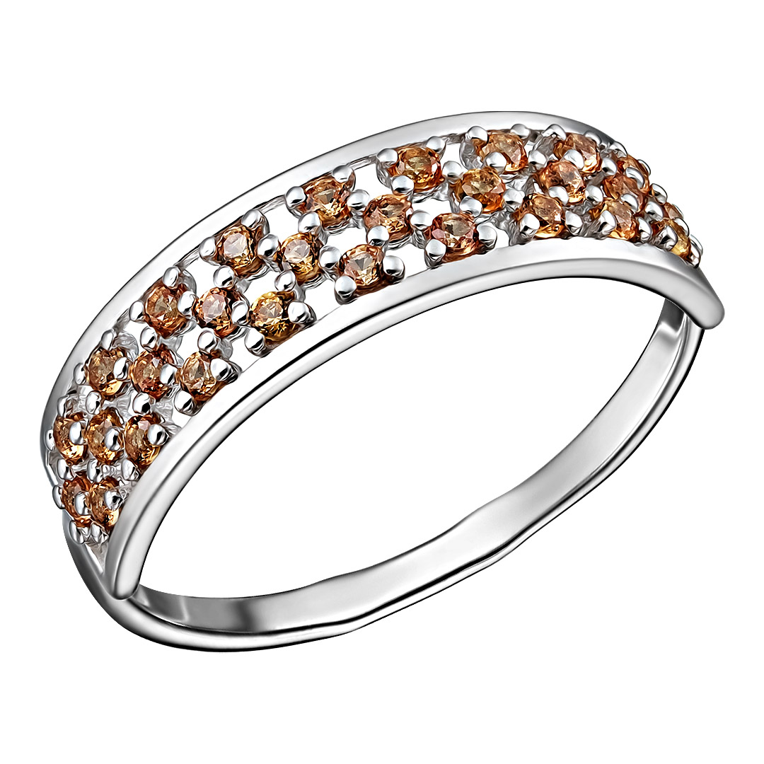 Серебряное кольцо с оранжевыми сапфирами