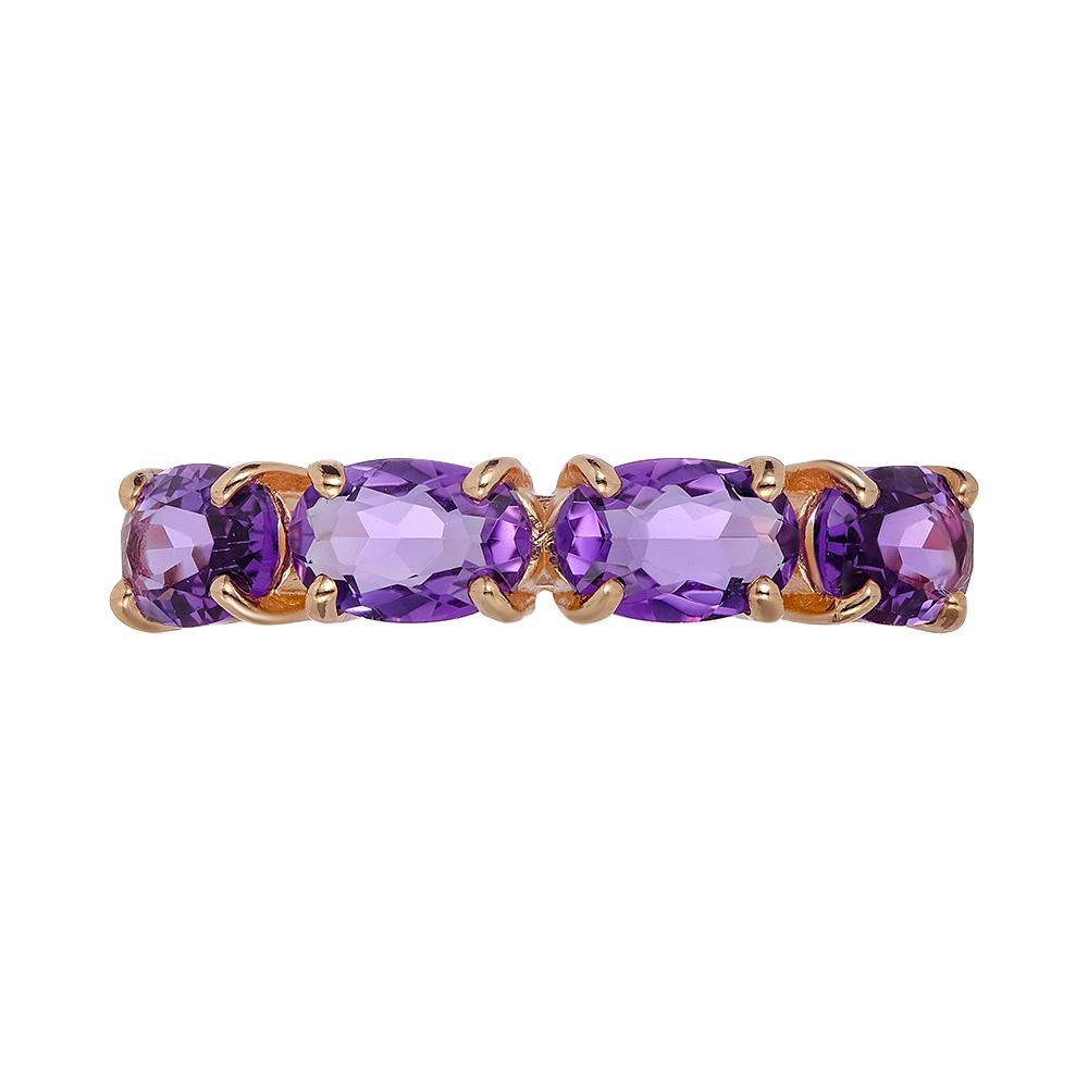 Серебряное кольцо 925 пробы; вставки 4 Аметист;