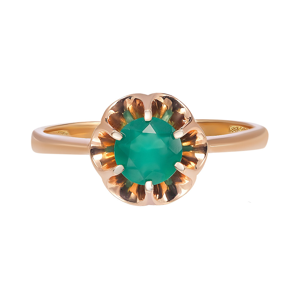 Серебряное кольцо 925 пробы; вставки 1 Агат зеленый;