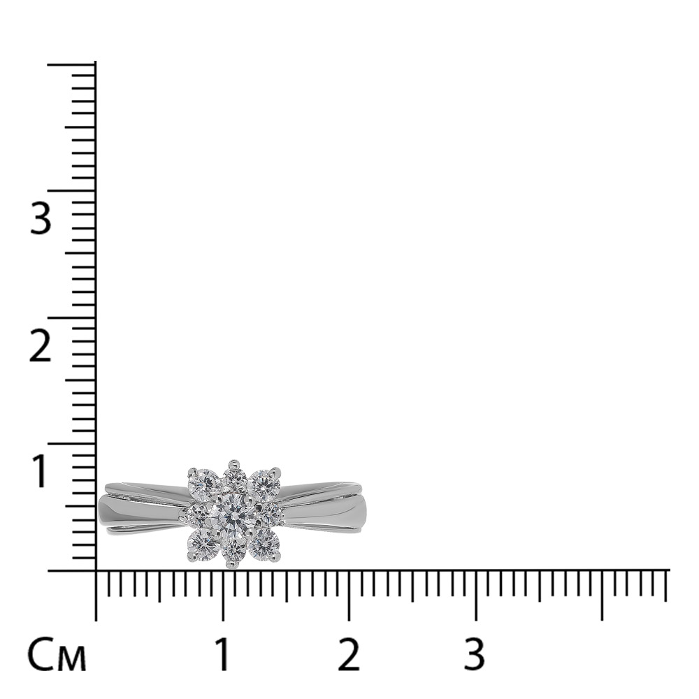 Серебряное кольцо с фианитами "Цветок"