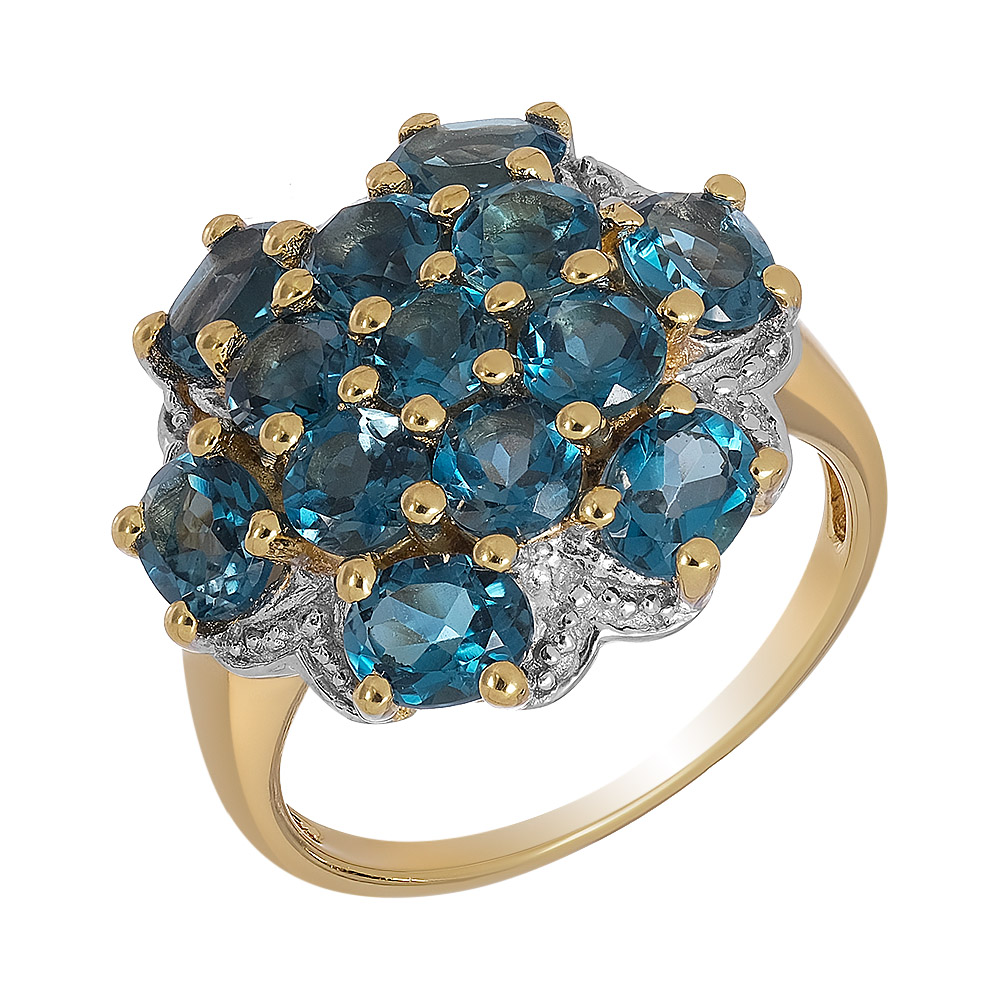 Серебряное кольцо 925 пробы; вставки 13 Топаз лондон 4,81;