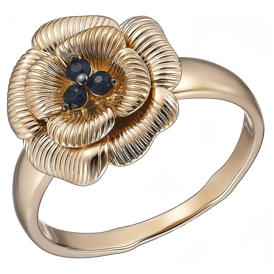 Серебряное кольцо с сапфирами "Цветок"