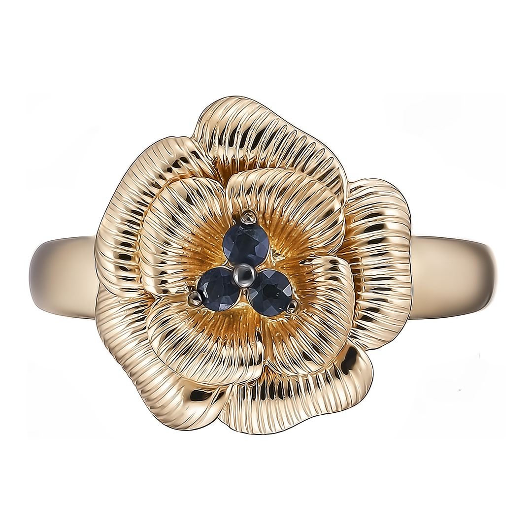 Серебряное кольцо с сапфирами "Цветок"