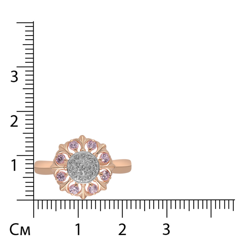 Серебряное кольцо с розовыми сапфирами "Цветок"