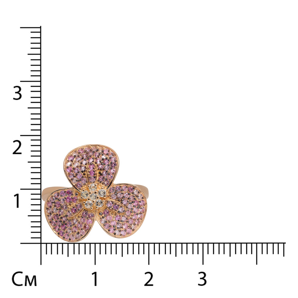 Серебряное кольцо с розовыми сапфирами "Цветок"