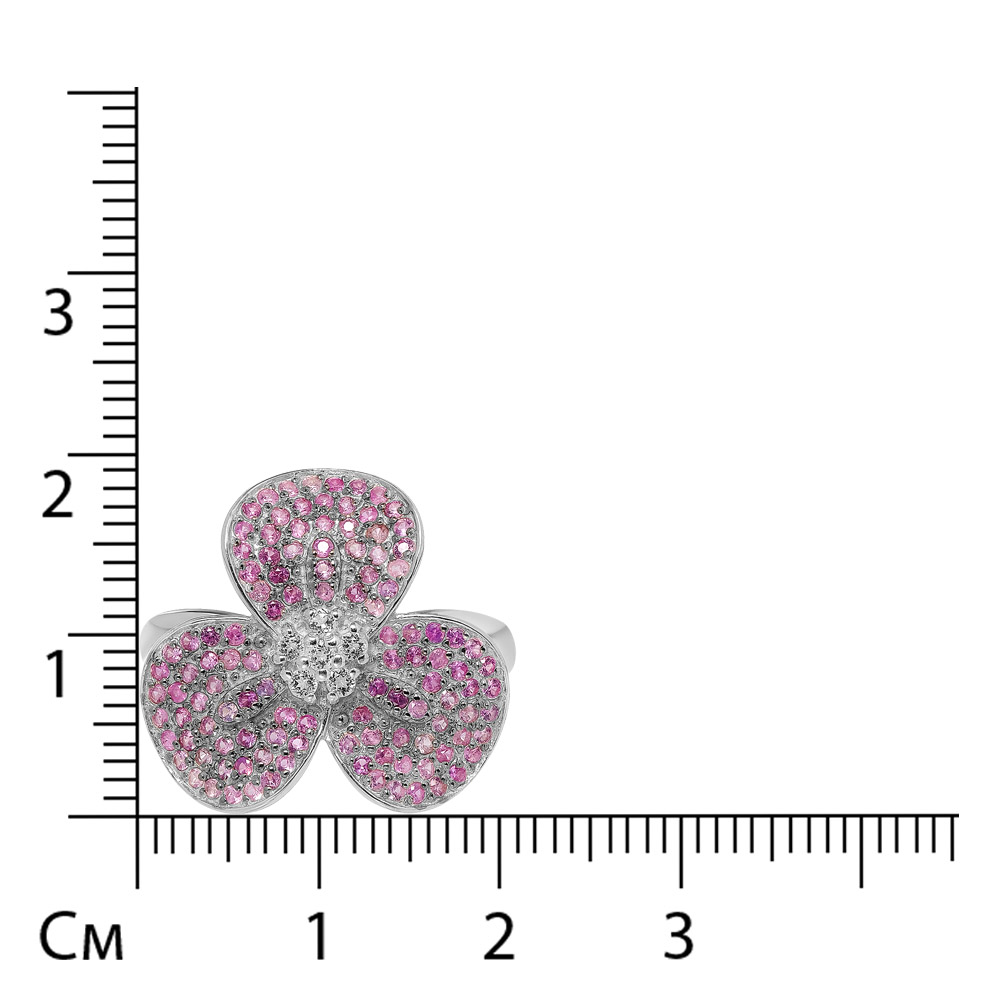 Серебряное кольцо с розовыми сапфирами "Цветок"