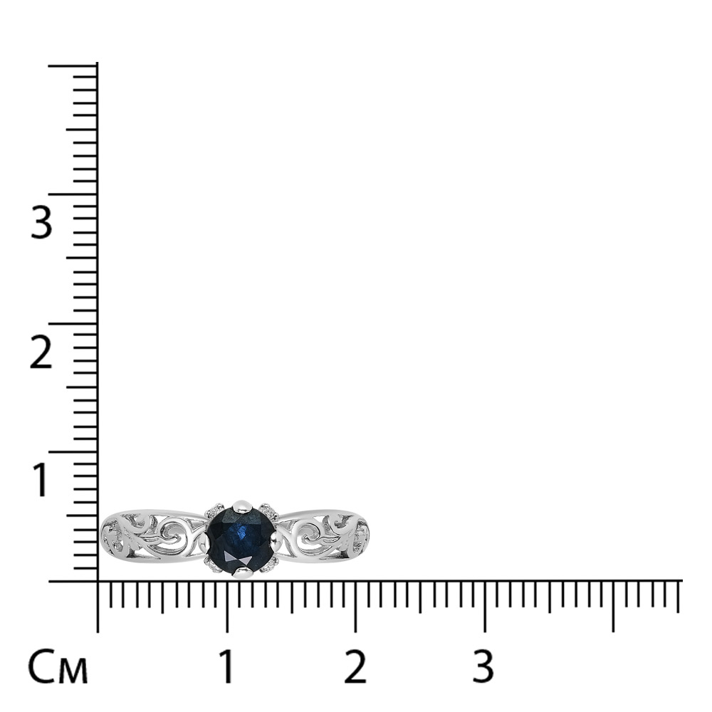Серебряное кольцо 925 пробы; вставки 1 Сапфир U/2 0,599; 4 Фианит бесцв.;