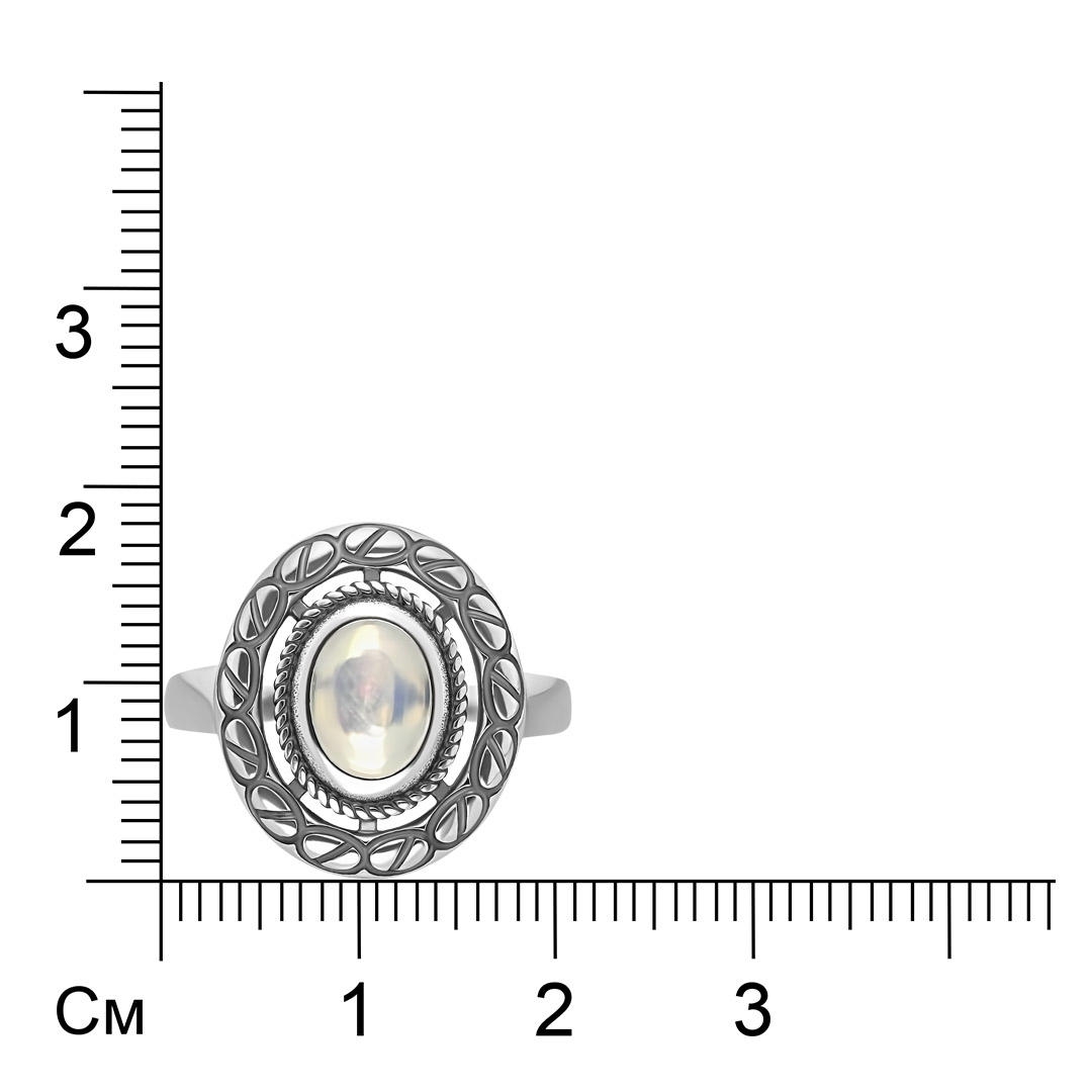 Серебряное кольцо 925 пробы; оксидирование; вставки 1 Опал нат. белый (Эфиопия);