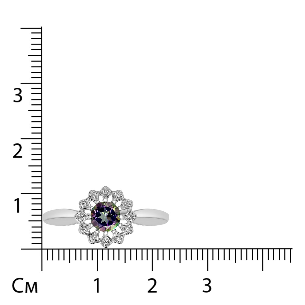 Серебряное кольцо с топазом Мистик "Цветок"