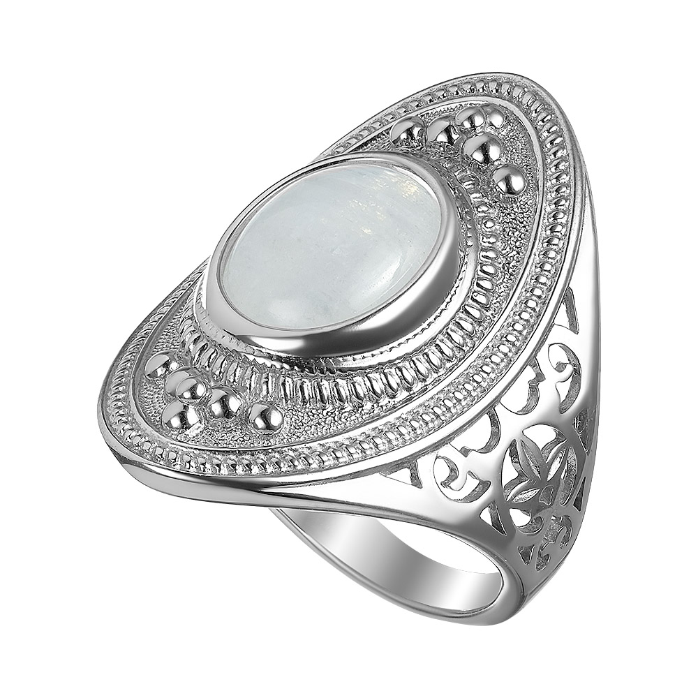 Серебряное кольцо 925 пробы; вставки 1 Лунный камень нат.;