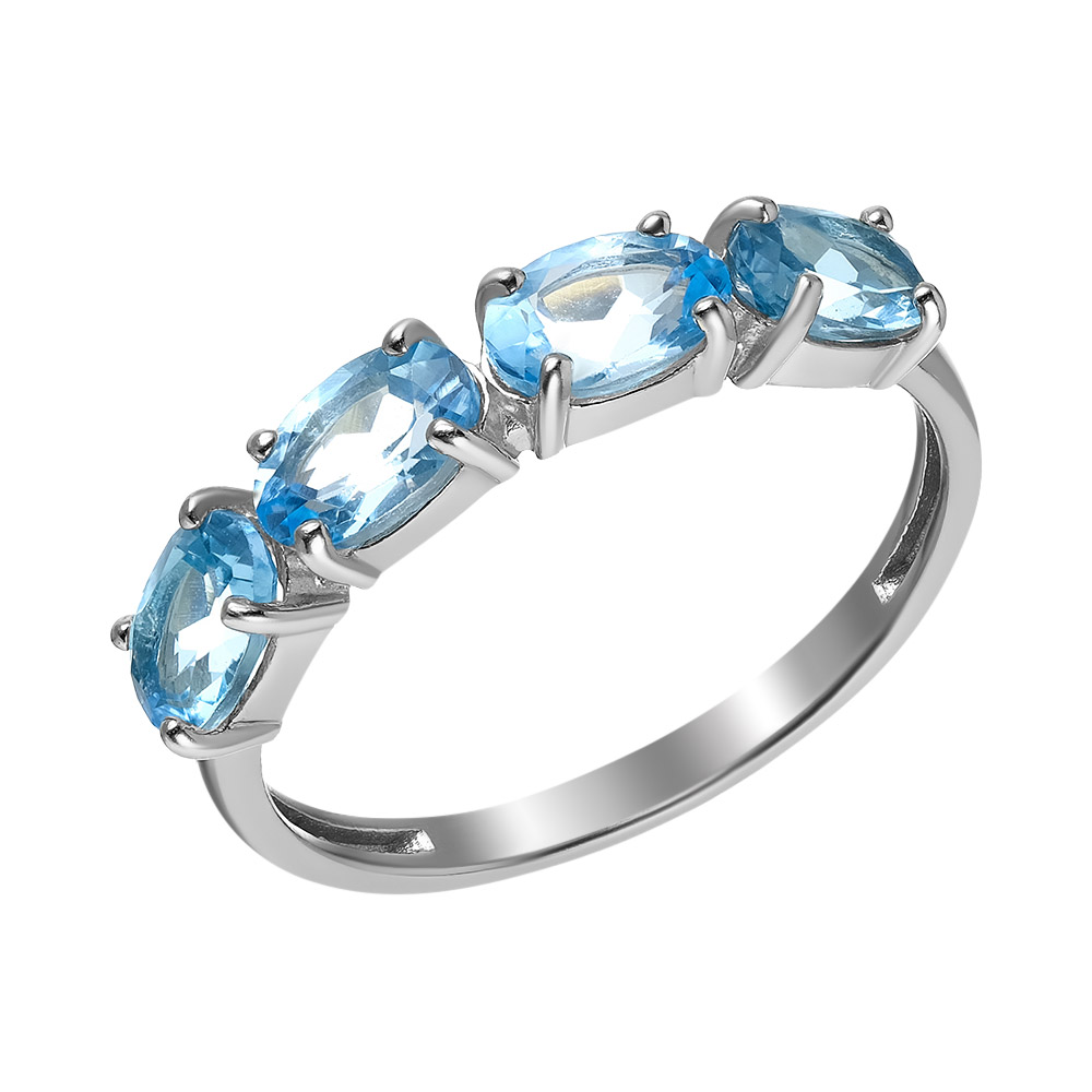Серебряное кольцо 925 пробы; вставки 4 Топаз Swiss;