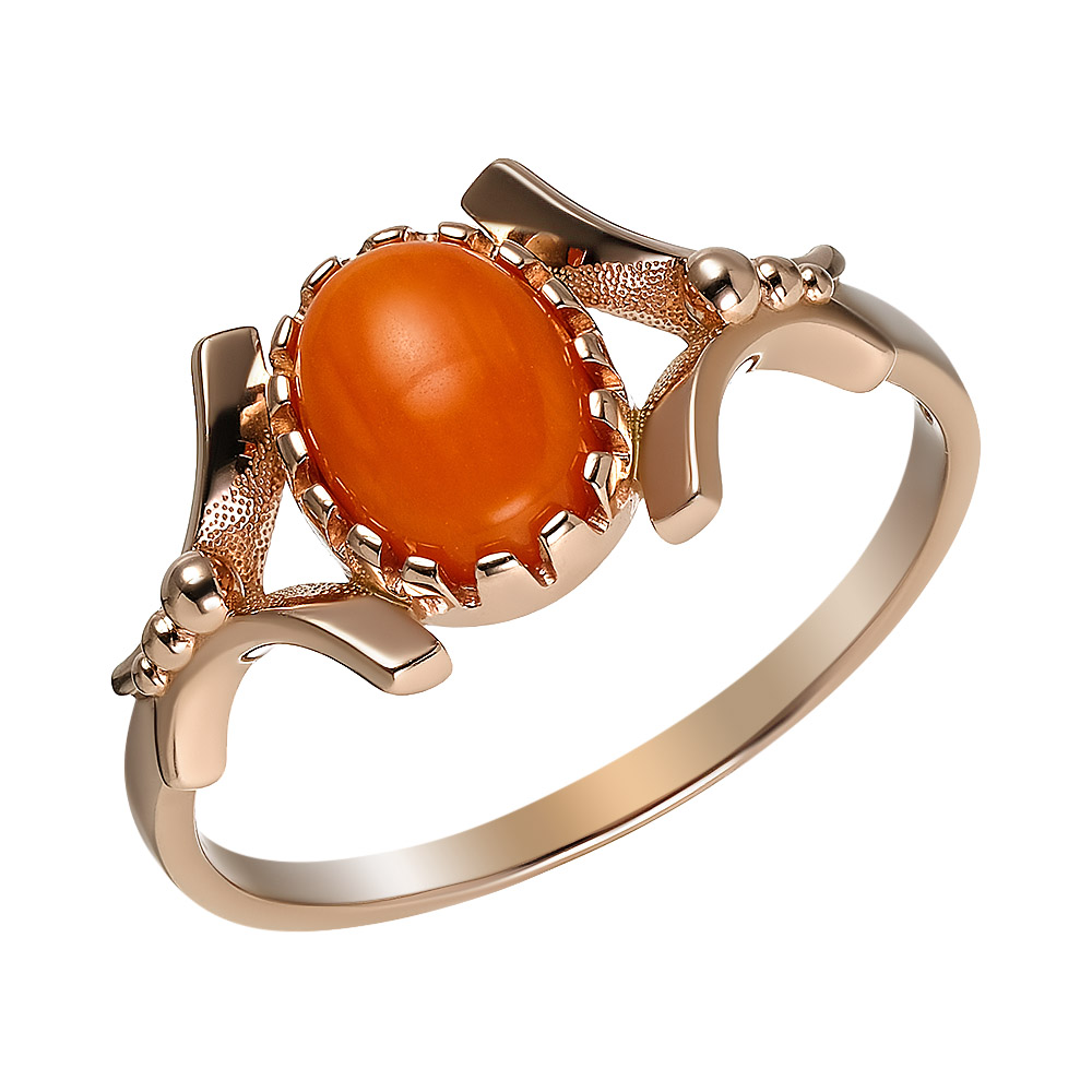 Серебряное кольцо 925 пробы; вставки 1 Коралл нат.оранжевый;