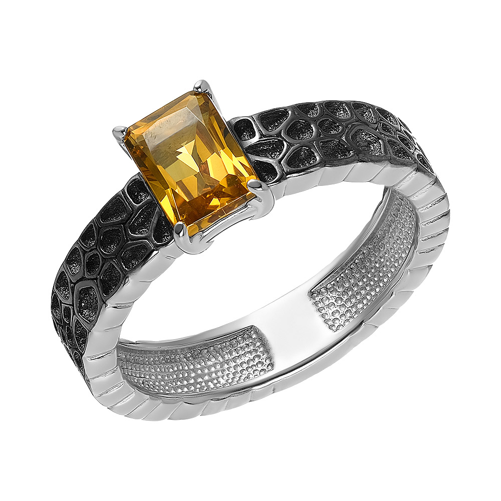 Серебряное кольцо 925 пробы; чернение; вставки 1 Султанит имит.;