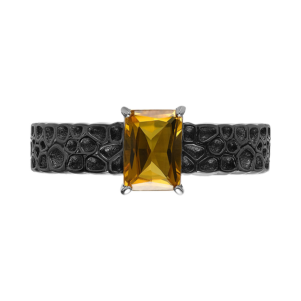 Серебряное кольцо 925 пробы; чернение; вставки 1 Султанит имит.;