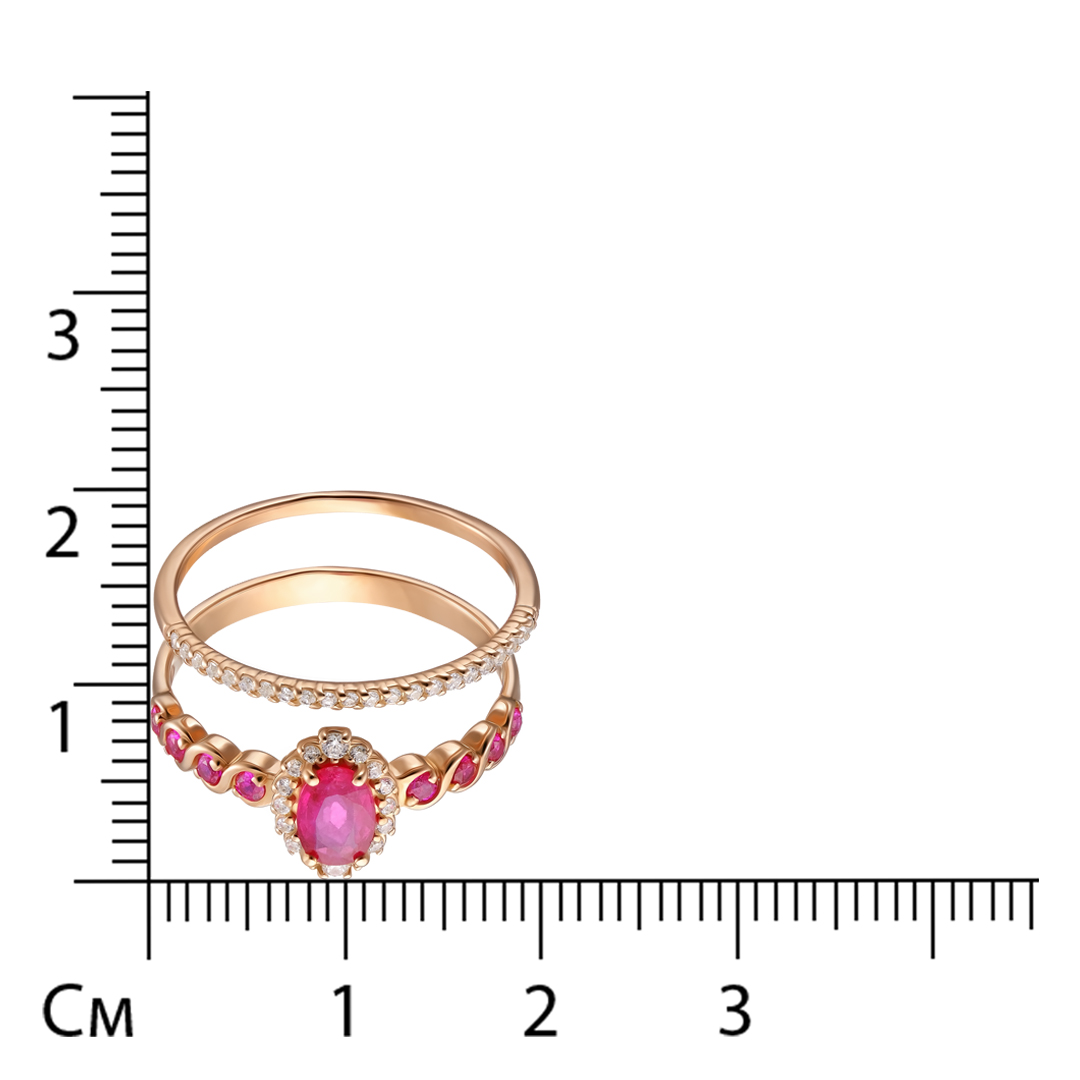 Серебряное кольцо-трансформер с рубином 2 в 1