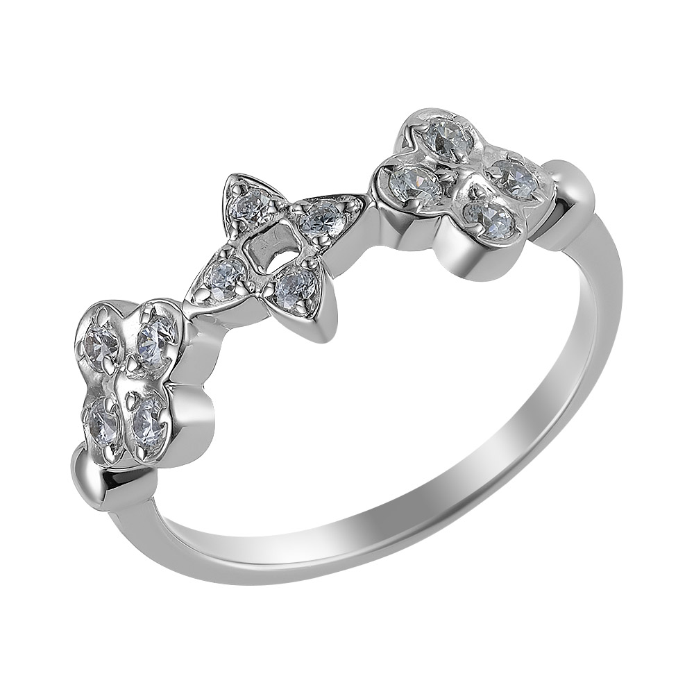 Серебряное кольцо 925 пробы; вставки 12 Фианит бесцв.;