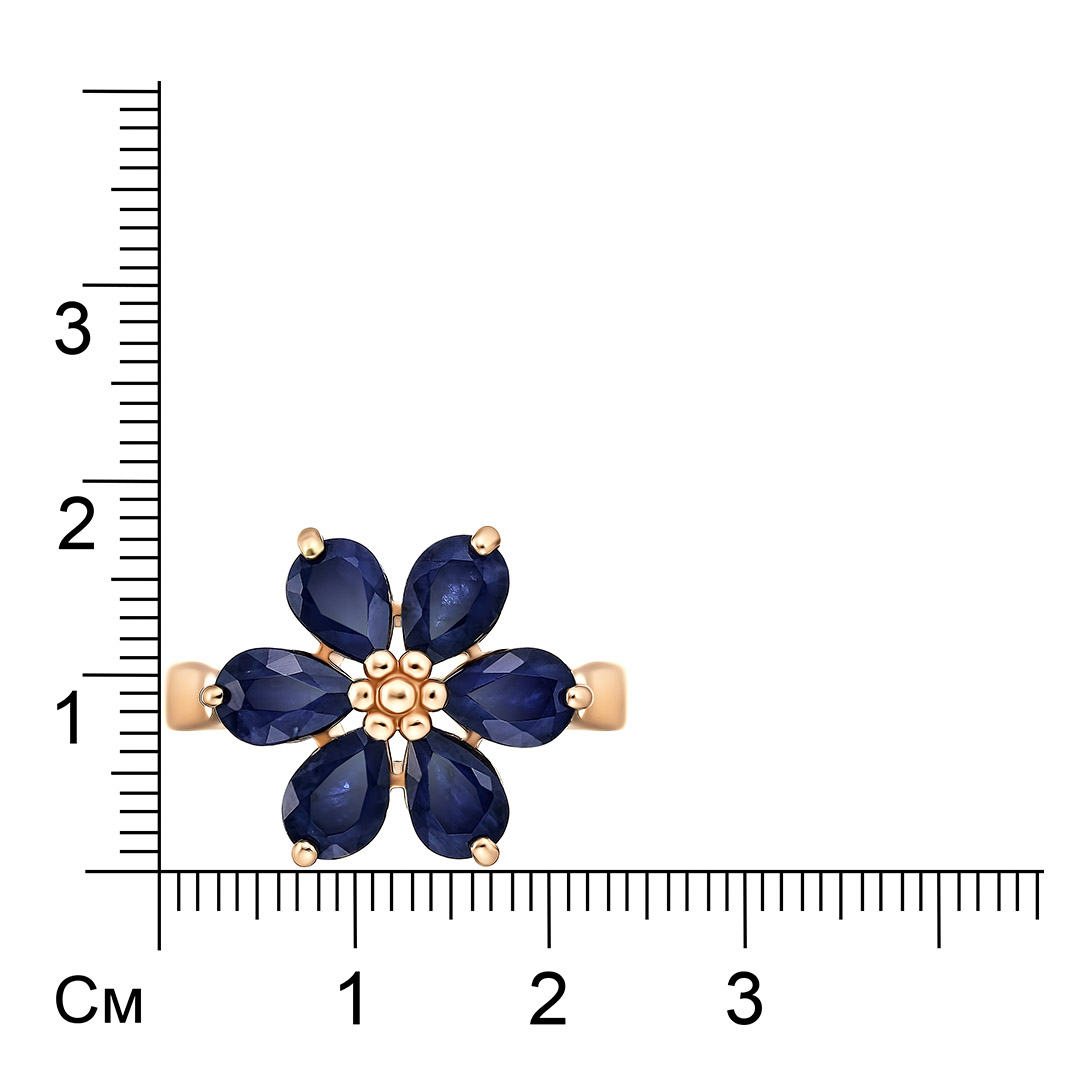Серебряное кольцо с сапфирами "Цветок"