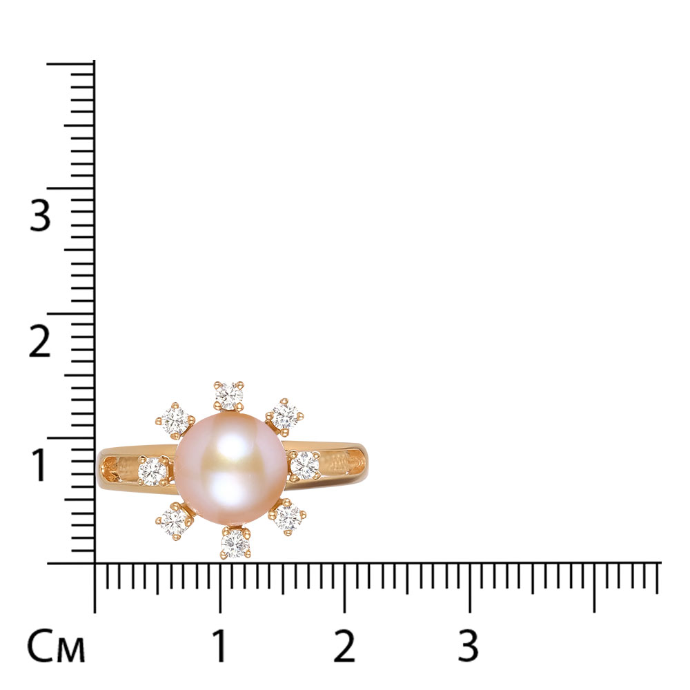 Серебряное кольцо с розовым жемчугом "Цветок"