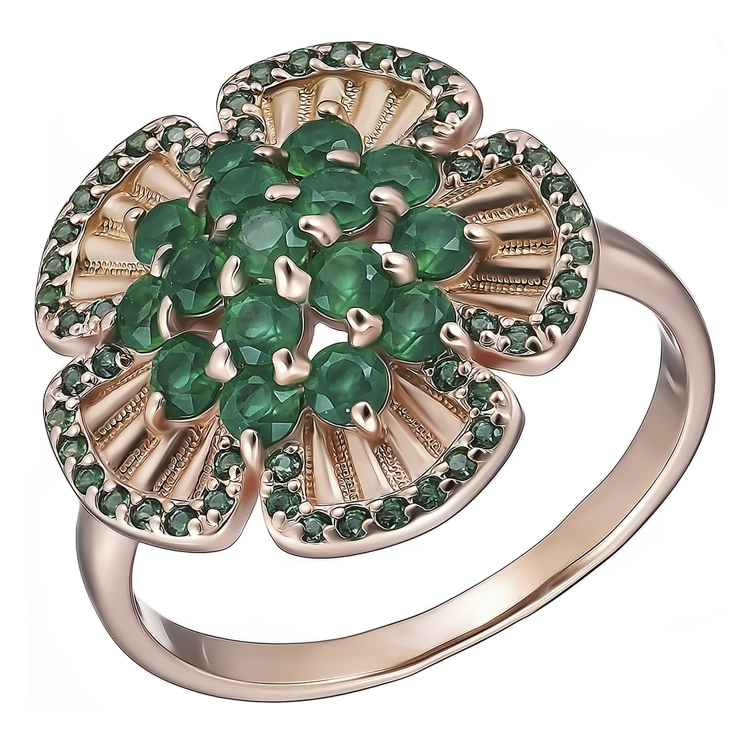 Серебряное кольцо с агатами "Цветок"