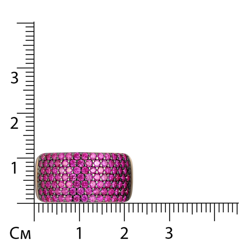 Серебряное кольцо 925 пробы; чернение; вставки 94 Фианит красный;