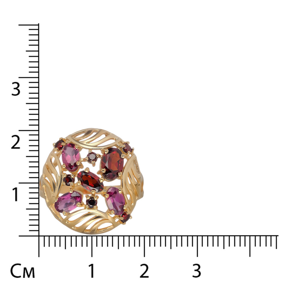 Серебряное кольцо с гранатами и родолитами