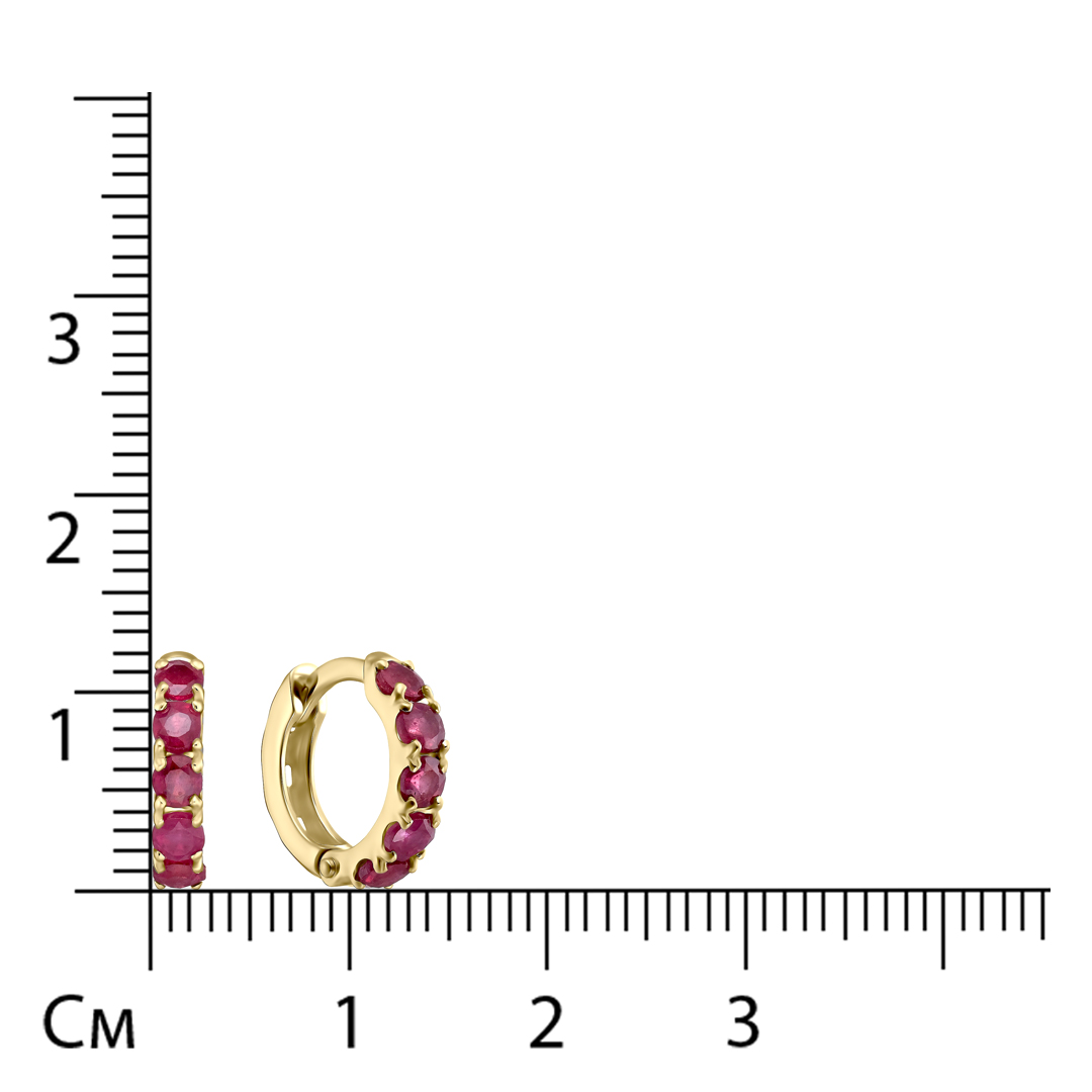 Серьги-конго из желтого золота с рубинами