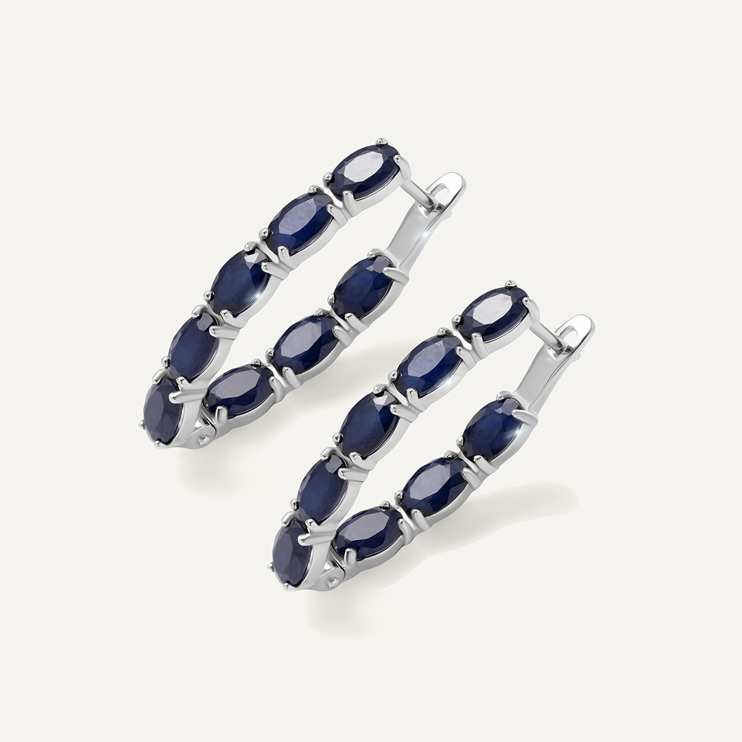 Серьги из белого золота с сапфирами