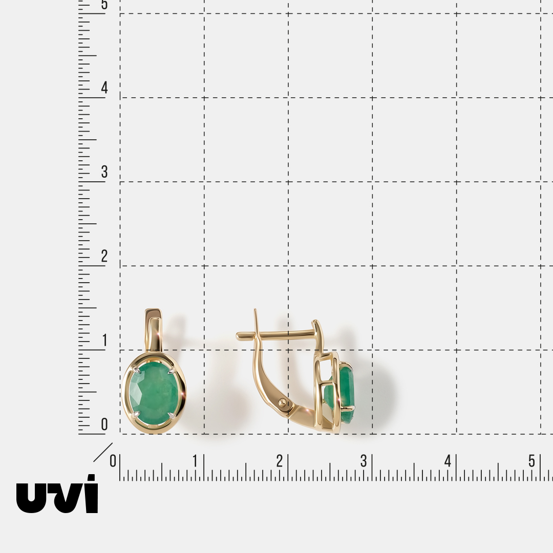 Серьги из желтого золота с изумрудами