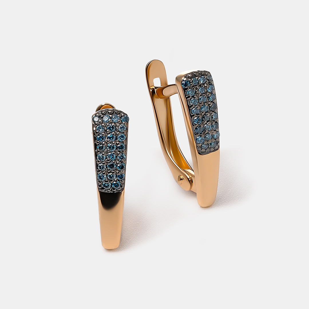 Серьги из золота с голубыми бриллиантами