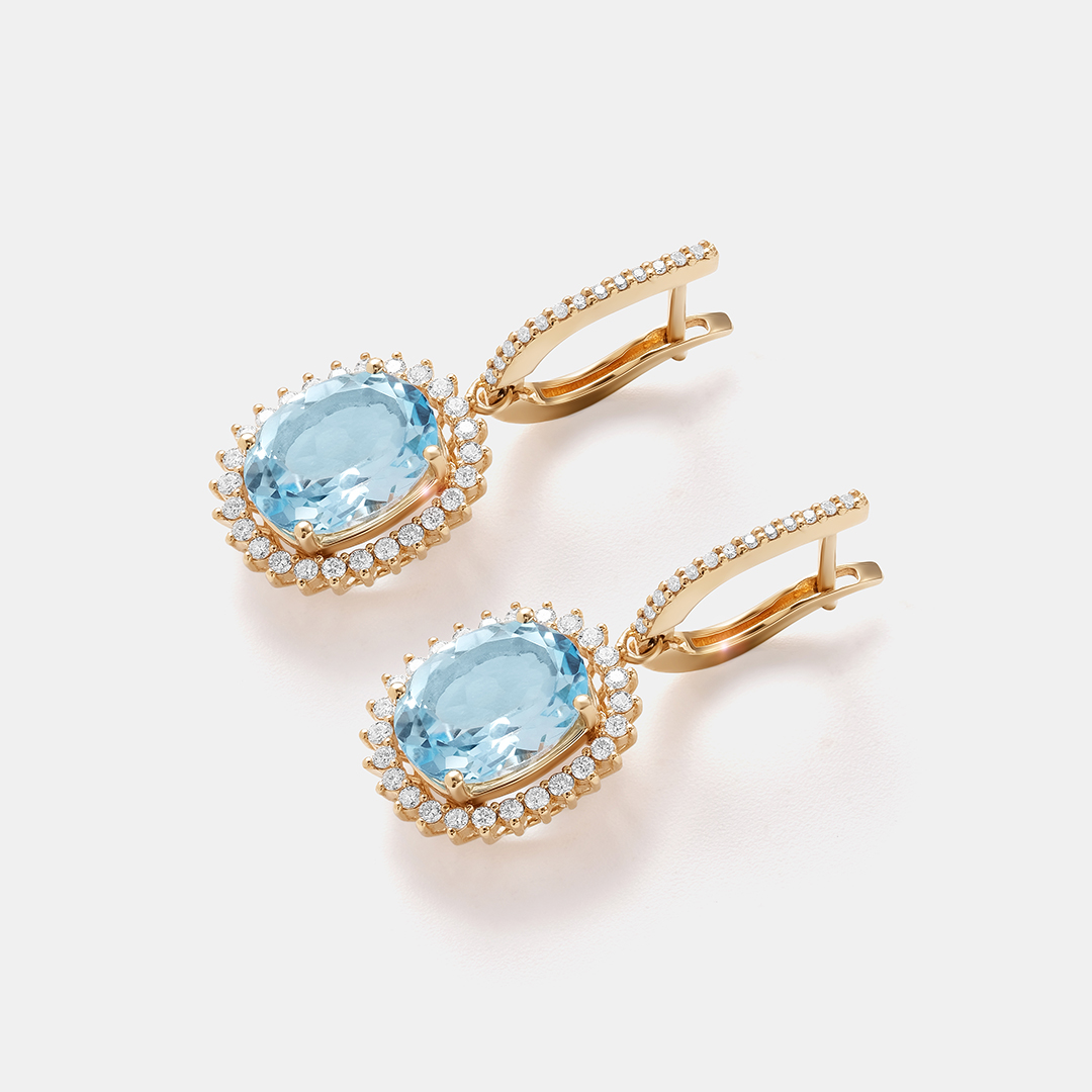 Серьги из желтого золота с топазами