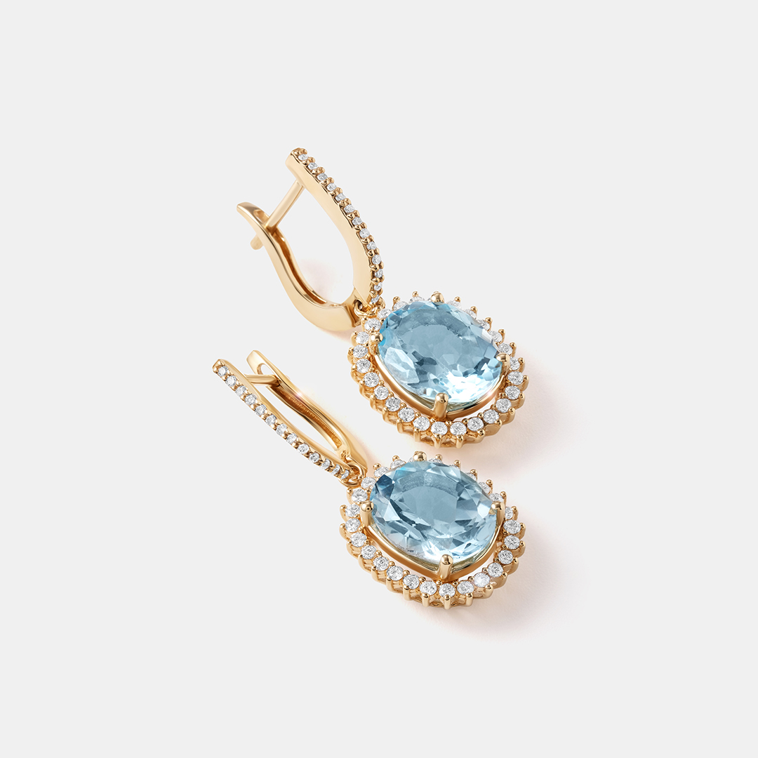 Серьги из желтого золота с топазами