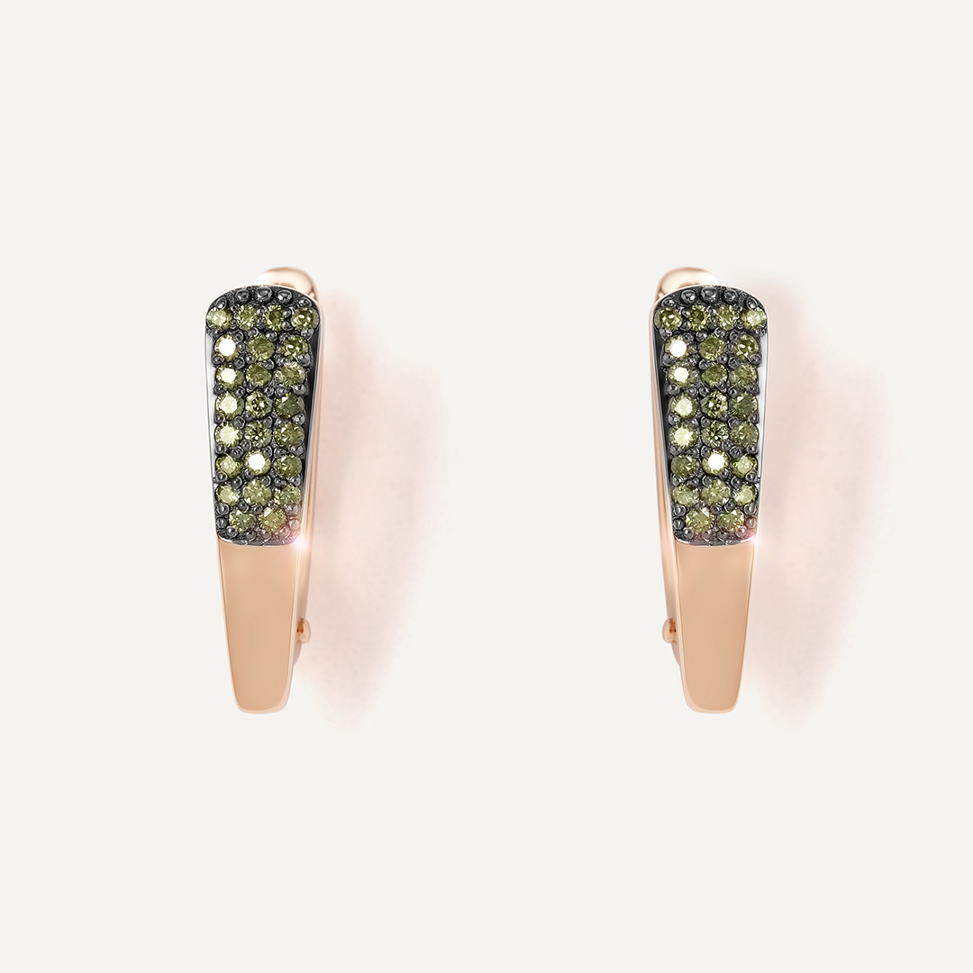 Серьги из золота с зелеными бриллиантами