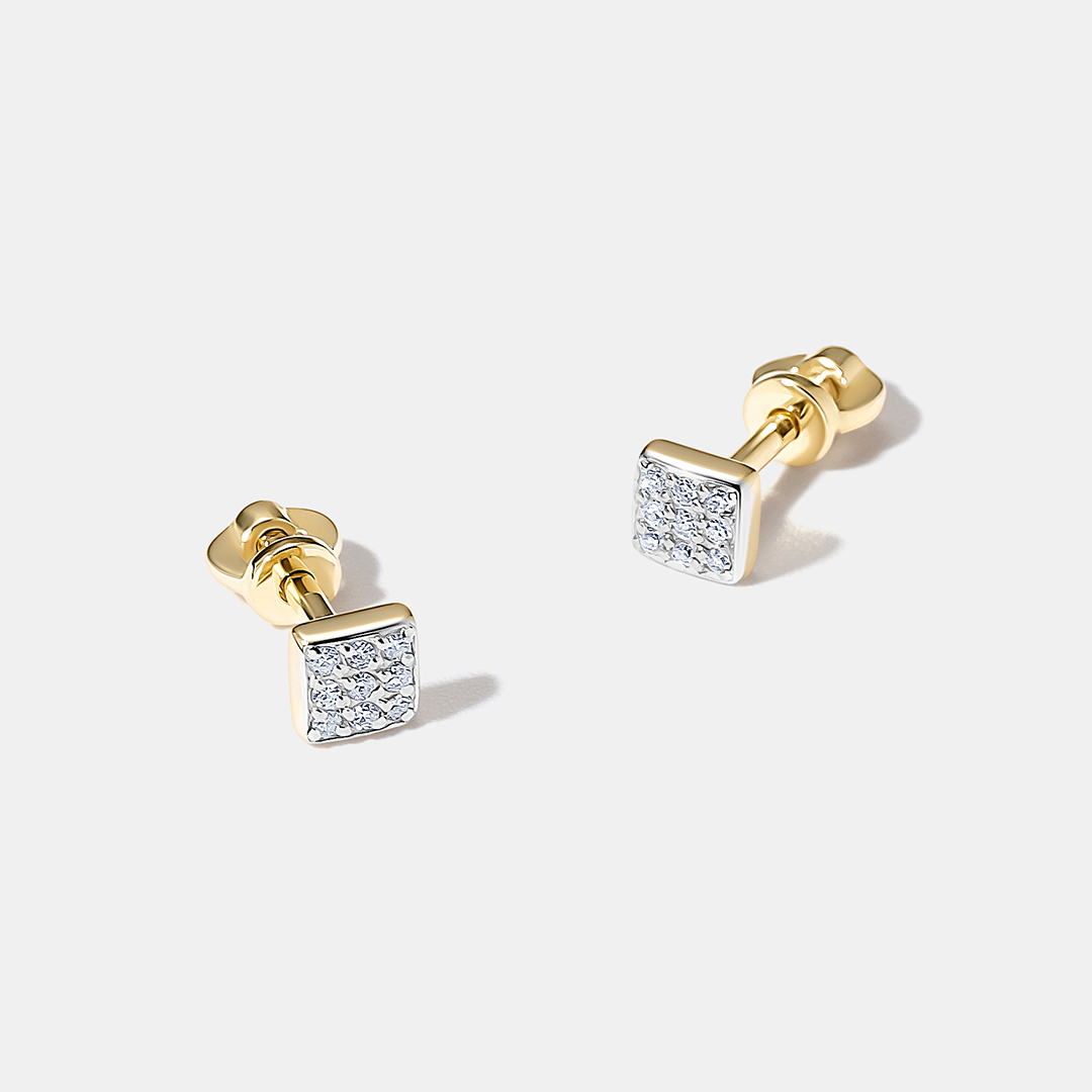 Серьги-пусеты из желтого золота с бриллиантами