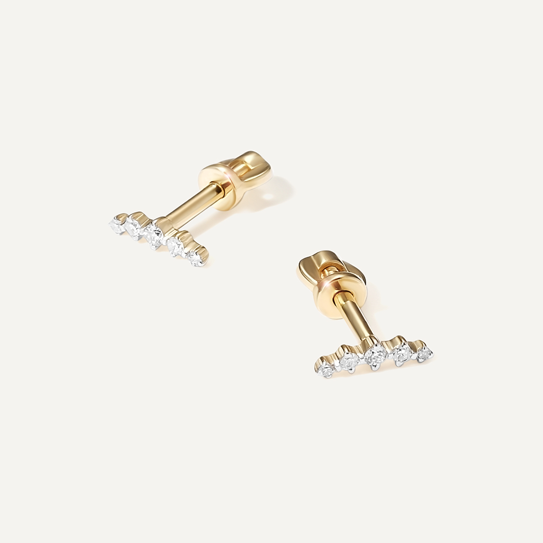 Серьги-пусеты из желтого золота с бриллиантами