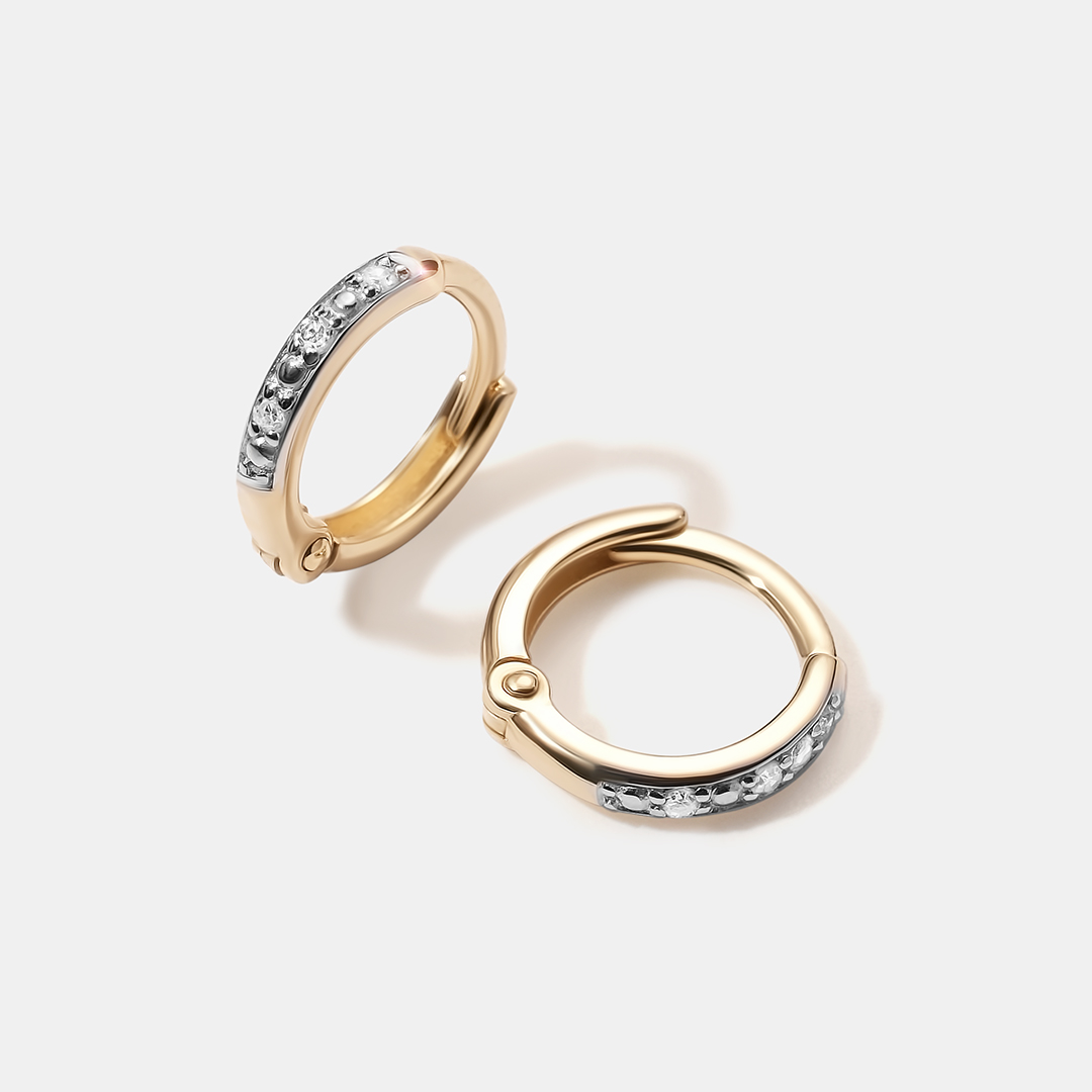 Серьги-конго из желтого золота с бриллиантами