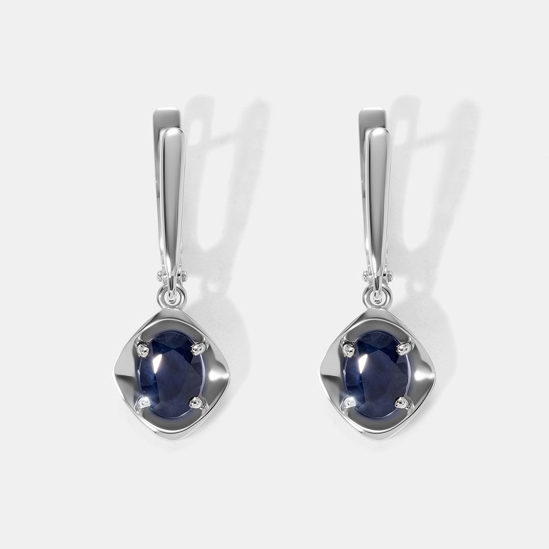 Серьги из белого золота с сапфирами