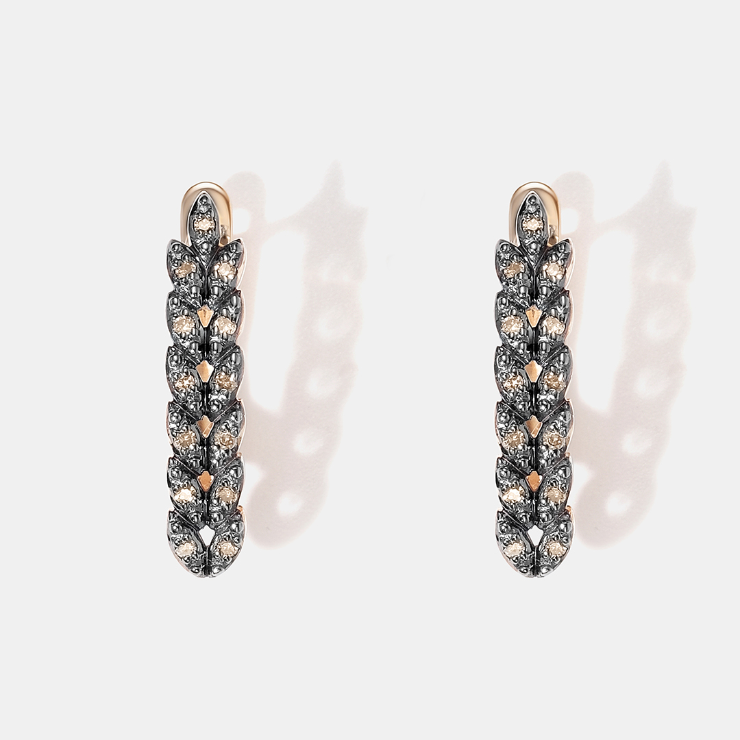 Серьги из золота с коньячными бриллиантами