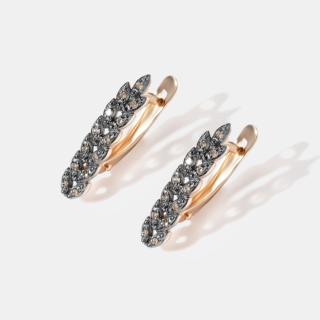 Серьги из золота с коньячными бриллиантами