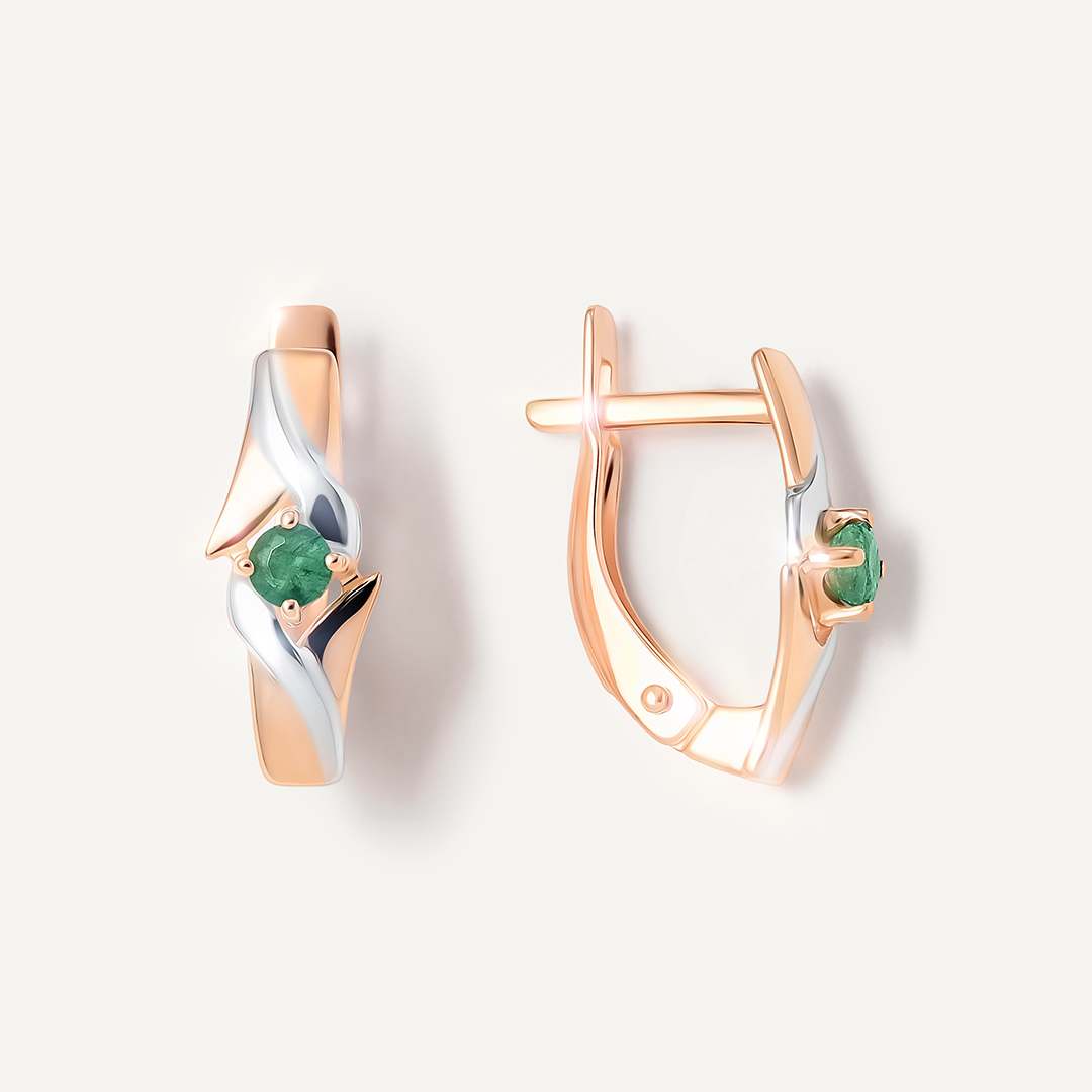 Серьги из золота с изумрудами