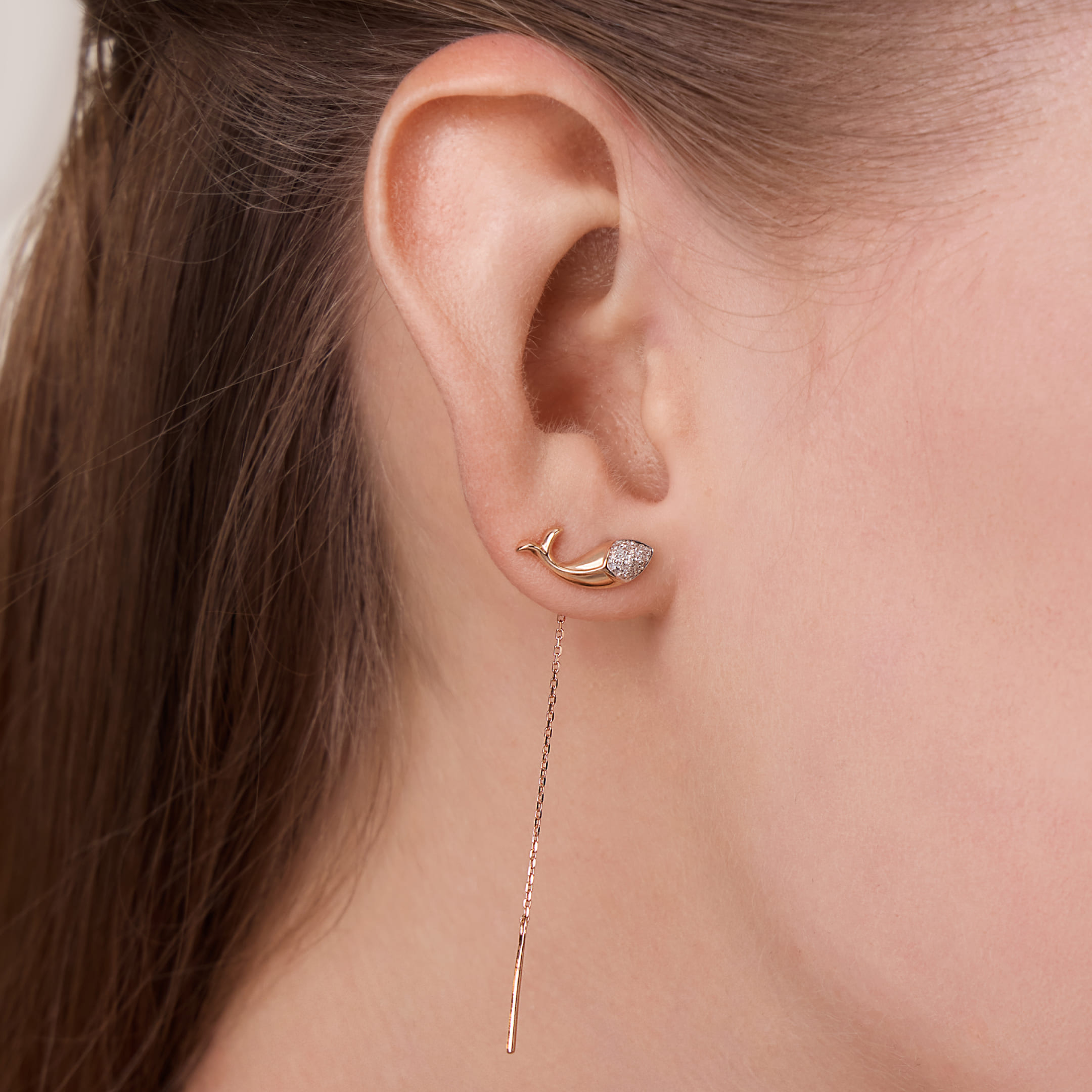 Серьги-протяжки с бриллиантами