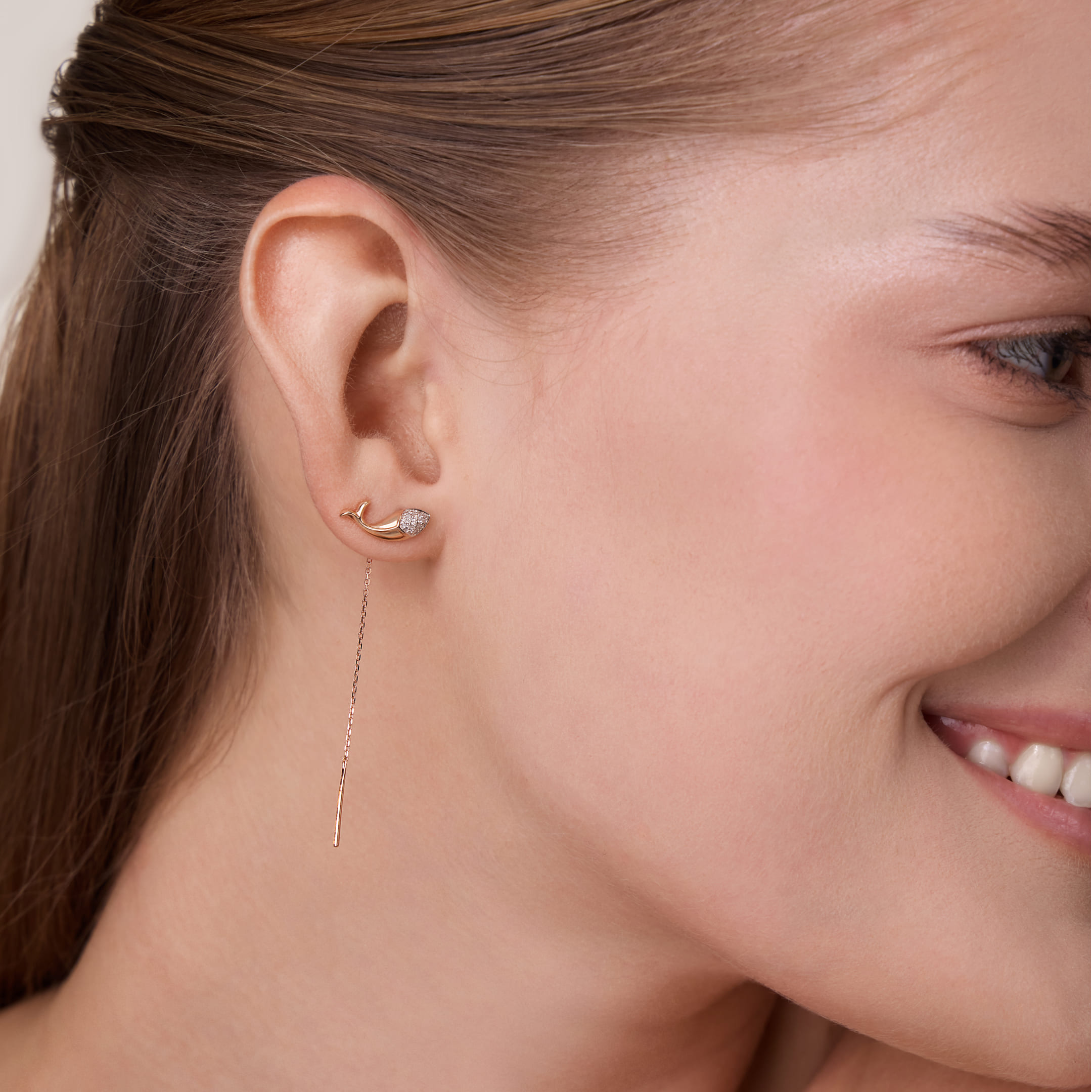 Серьги-протяжки с бриллиантами