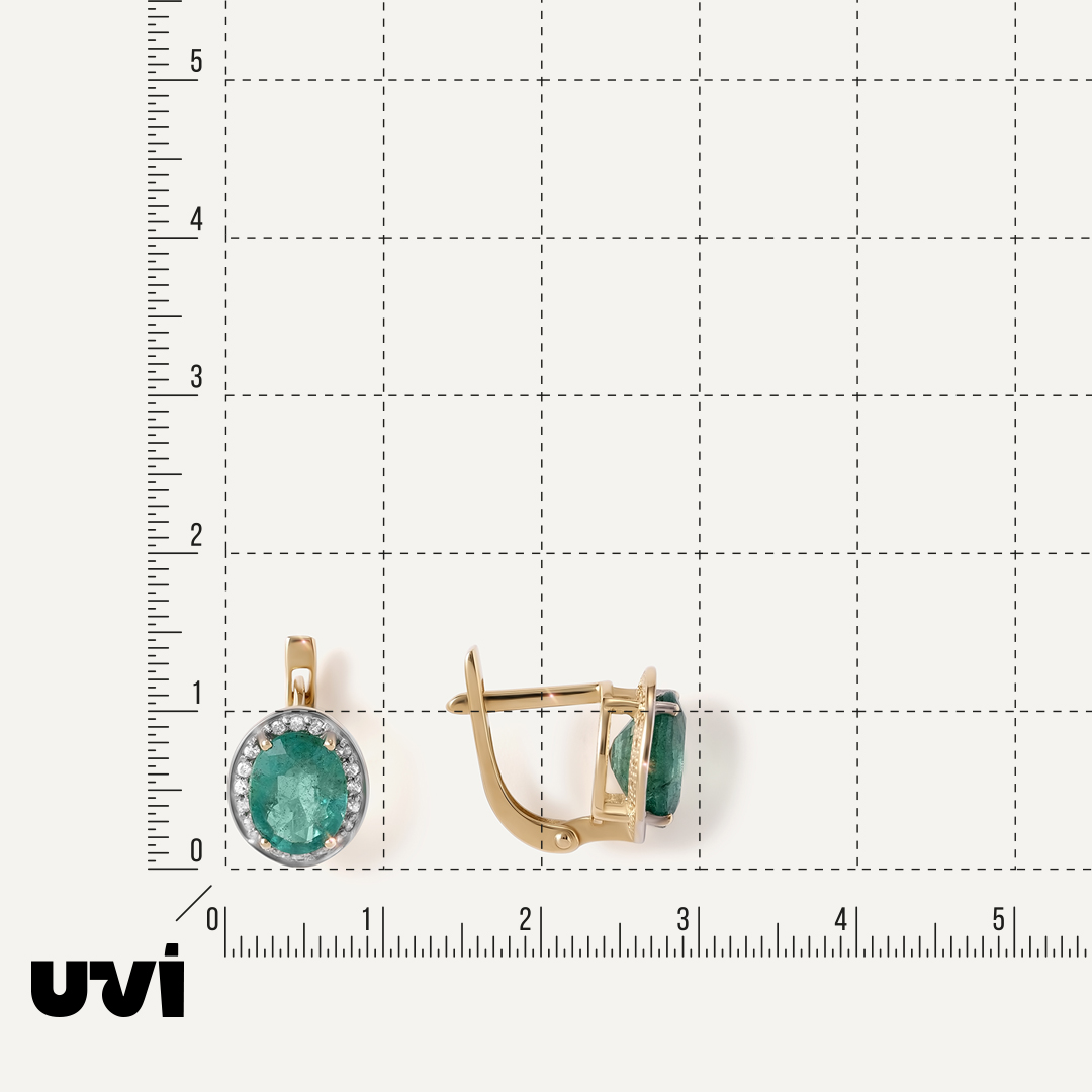 Серьги из желтого золота с изумрудами