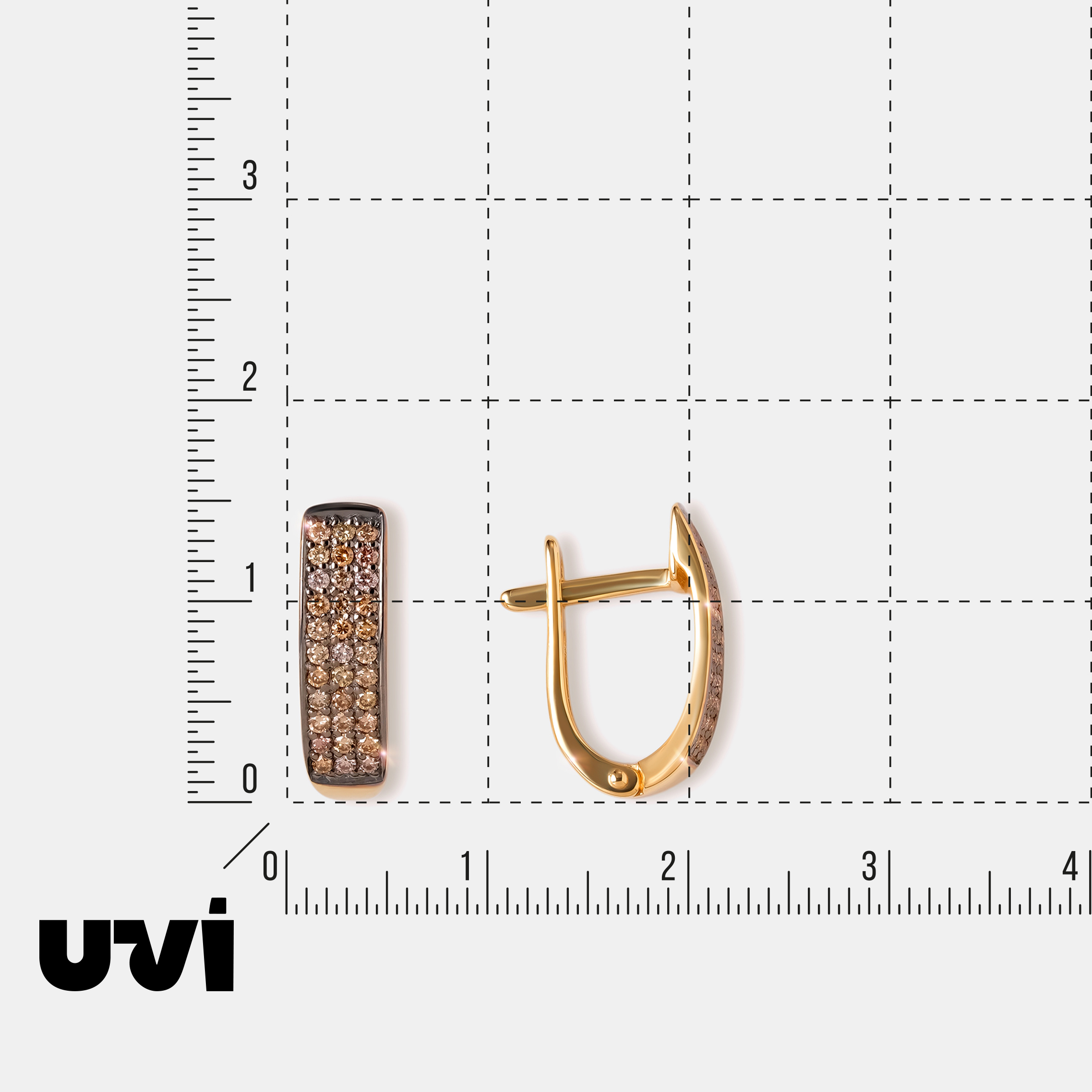 Серьги из желтого золота с коньячными бриллиантами