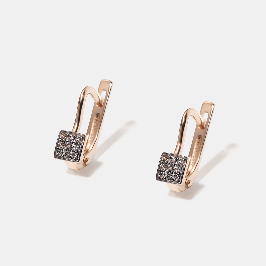 Серьги из золота с коньячными бриллиантами