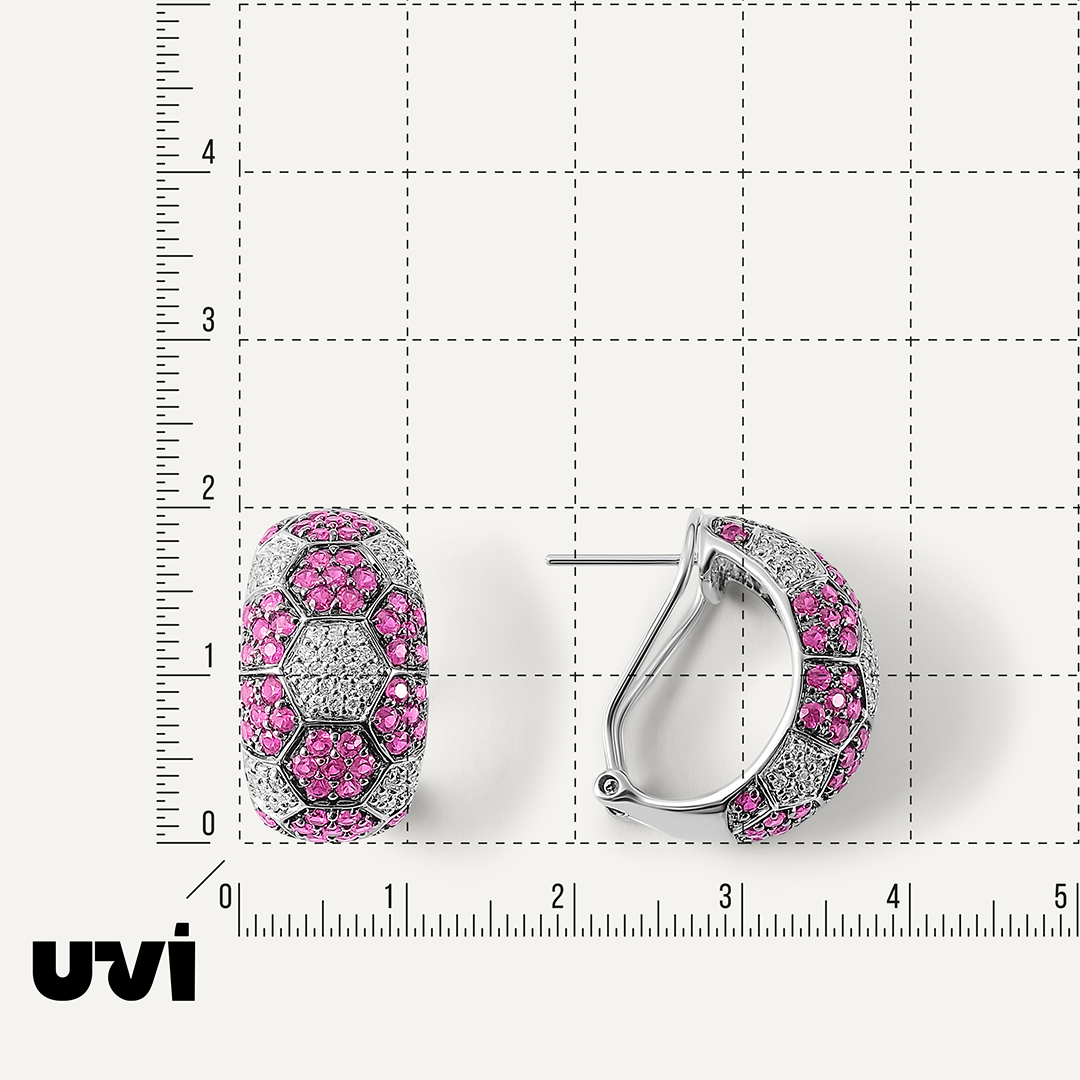 Серьги из белого золота с рубинами и бриллиантами