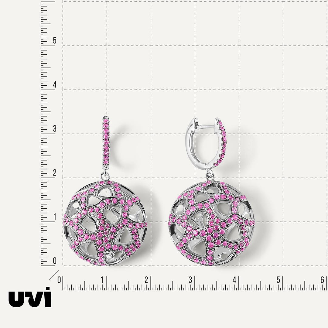 Серьги из белого золота с рубинами