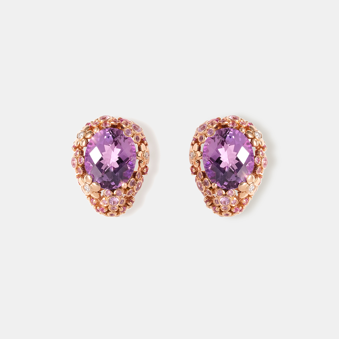 Серьги из золота с аметистами