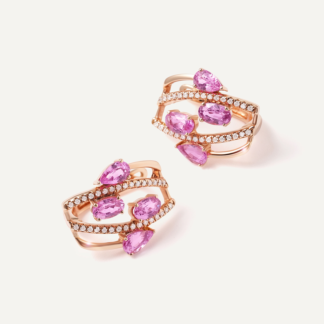 Серьги из золота с розовыми сапфирами