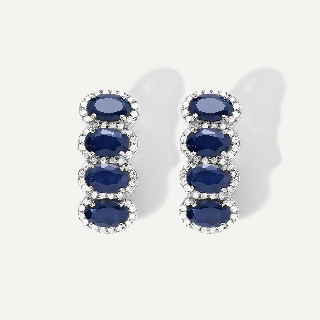 Серьги из белого золота с сапфирами