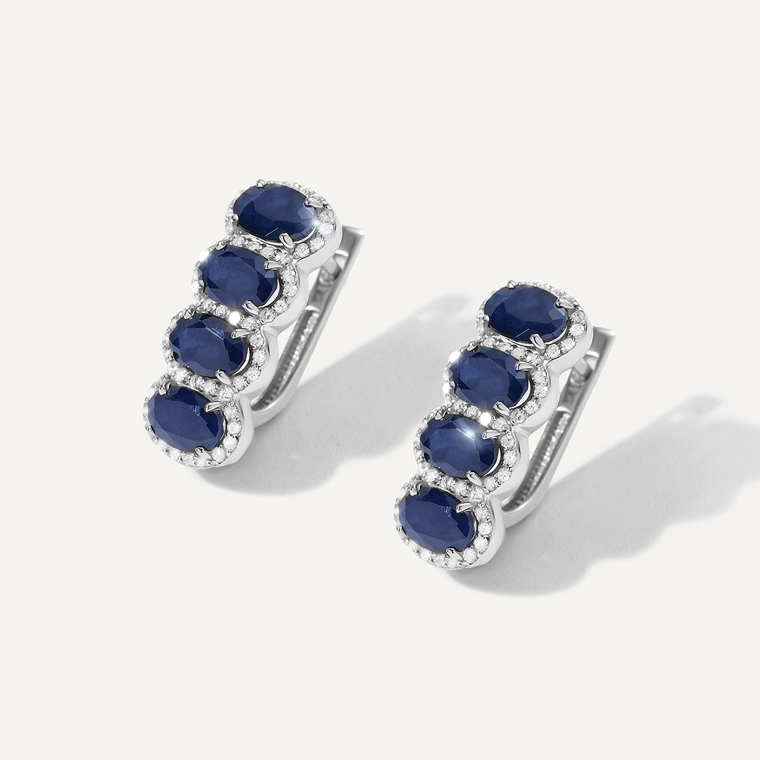 Серьги из белого золота с сапфирами